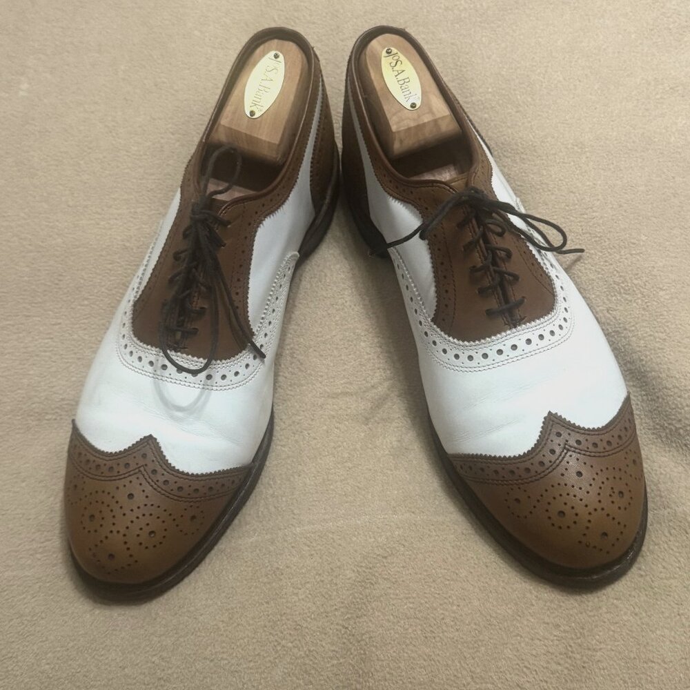 MENS TWO TONE BROWN AND WHITE ALLEN EDMONDS SHOES SIZE 12M GREAT CONDITION